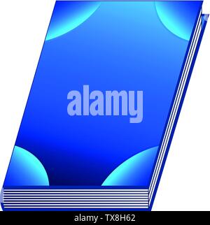 Blue book isolated on white background. Ancient book with alchemy recipes and mystic spells and enchantments. Vector illustration for any design. Stock Vector