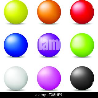 Set of Colorful Realistic Spheres isolated on white background. Glossy Shiny Spheres. Vector Illustration for Your Design. Stock Vector