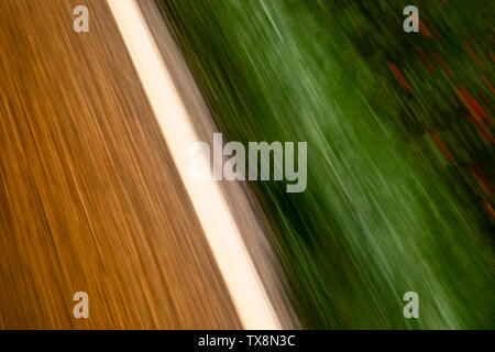 Long exposure of the road from a vehicle in movement. Stock Photo