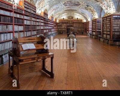 Prague, Czech Republic - June 8 2019: Interior of the Strahov Monastery Library, the Theological Hall. A Famous Baroque Library in Bohemia. Stock Photo