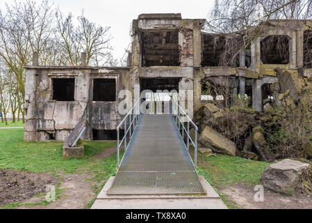 Old destroyed military barracks ruins from the World War II at Westerplatte in Gdansk, Poland. Stock Photo