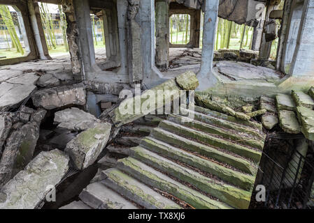 Old destroyed military barracks ruins from the World War II at Westerplatte in Gdansk, Poland. Stock Photo