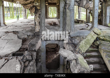 Old destroyed military barracks ruins from the World War II at Westerplatte in Gdansk, Poland. Stock Photo