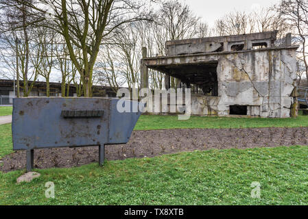 GDANSK, POLAND - April 15, 2018: Old destroyed military barracks ruins from the World War II at Westerplatte in Gdansk, Poland. Stock Photo