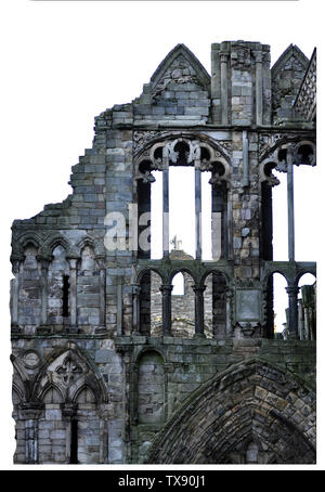 Ruins of old Castle in UK isolated on white Background Stock Photo