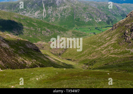 Head of Great Langdale from slope of Cold Pike Stock Photo