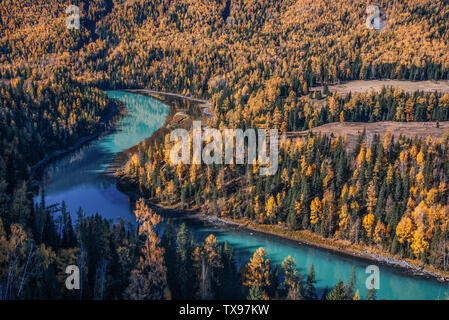 Natural Scenery of Kanas Lake, Xinjiang Stock Photo