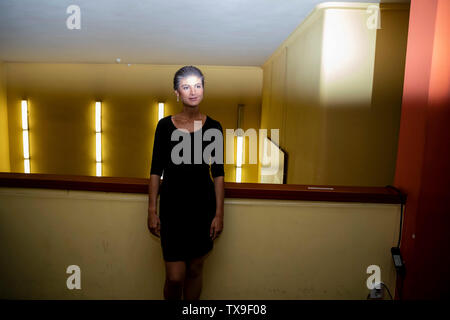 Berlin, Germany. 24th June, 2019. Sahra Wagenknecht, leader of the parliamentary group Die Linke, is about to meet fashion designer Wolfgang Joop with the headline 'Fashion meets Politics' at the cinema Babylon in Berlin-Mitte. Credit: Christoph Soeder/dpa/Alamy Live News Stock Photo