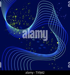 Abstract digital background with flowing particles. Cyber or technology background.Vector illustration. dark blue Stock Vector