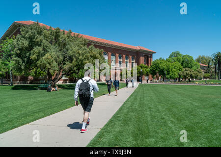 TUCSON, AZ/USA - APRIL 11, 2019: Unidentified Individuals on the campus lawn of the University of Arizona. Stock Photo