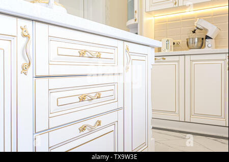 neoclassic style luxury kitchen interior Stock Photo