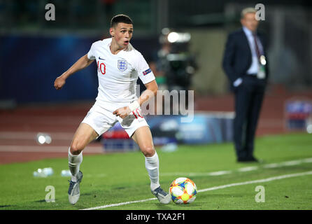 England's Phil Foden during the 2019 UEFA European Under-21 Championship match at The San Marino Stadium, Serravalle. Stock Photo