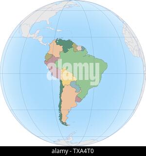 South America continent is divided by country Stock Vector