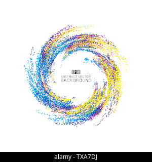 Spiral abstract pattern background composed of colored particle dots Stock Photo