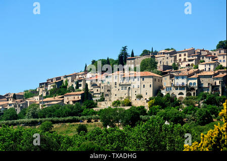 Small medieval French village of Vezenobres located in the Gard department Stock Photo
