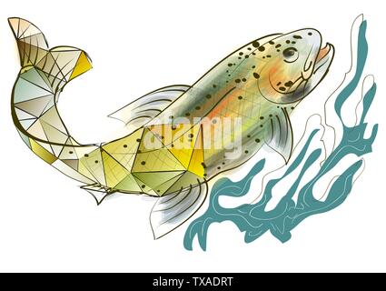 abstract fish isolated on a white background Stock Vector