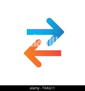 Transfer left and right arrows icon.Can be used for mobile concept and web design. Left right arrows simple line vector icon. Exchange arrows. vector Stock Vector