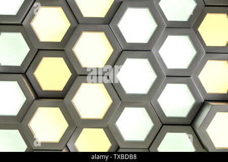 Golden hexagonal metallic background, three-dimensional rendering Stock Photo