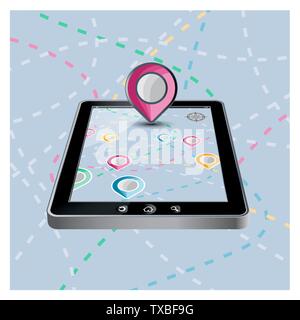 App Navigation in modern flat screen gadget Stock Vector