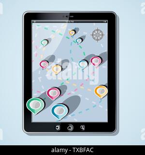 App Navigation in modern flat screen gadget Stock Vector