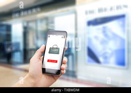Window Display Phone mobile phone with display window of fashion Stock Photo - Alamy