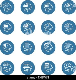 Simple Set of Cloud Computing Related Vector Line Icons Stock Vector