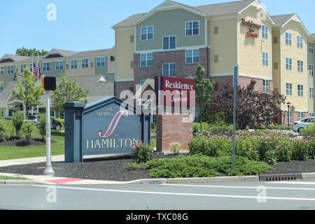 Hamilton New Jersey - June 23, 2019:Sign for the Residence Inn Court House, an all suite extended stay hotel, by Marriott - Image Stock Photo