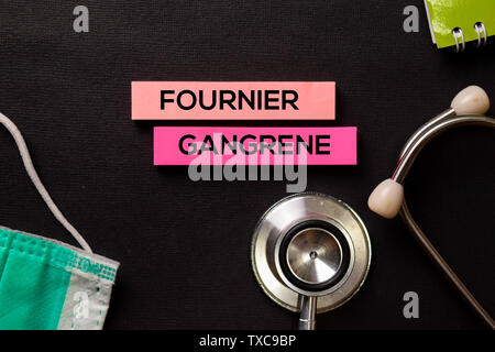 Fournier Gangrene on top view black table and Healthcare/medical concept. Stock Photo