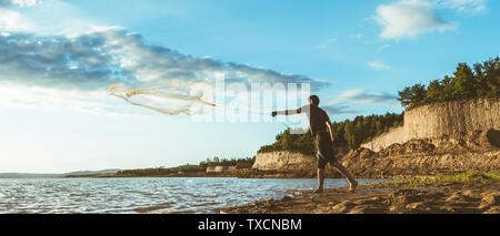 City Tourism and Waters No Man Architecture, Town Beauty Town, buildings and seawater city's transportation system with skyline and sky. Outdoor Landscape. Coastal vision. Tourism and houses. Modern Stock Photo