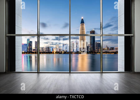 Architecture and Indoor Space in Houhai Financial District, Shenzhen Stock Photo
