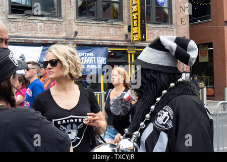 Oakland Raiders fan dressed in cosplay costume at NFL Draft 2019, Nashville  Tennessee, USA Stock Photo - Alamy