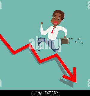 black african american businessman runs up the red arrow Stock Vector