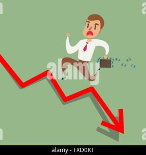 businessman runs up the red arrow Stock Vector