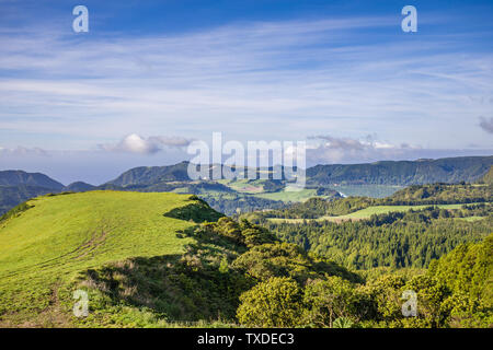 Landscape around Furnas Lake, Sao Miguel Island, Azores archipelago, Portugal Stock Photo