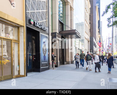 NEW YORK USA MAY 15 2019 The Tag Heuer store on 5th Ave