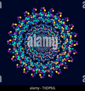 Color square particles form glowing abstract background Stock Photo