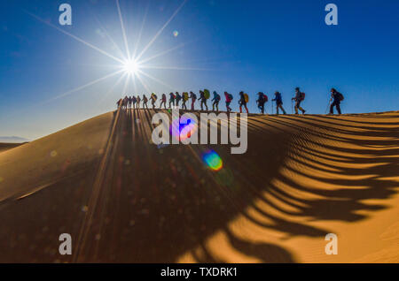 on foot in the Tengri Desert. Stock Photo