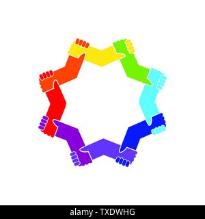 Unity in Diversity Holding Hands Star Shape Vector Symbol Graphic Logo Design Template Stock Vector