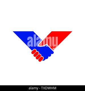 Holding Hand V Shape Vector Symbol Graphic Logo Design Template Stock Vector