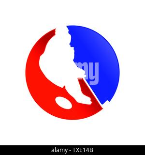 Hockey Player Silhouette Circular Vector Symbol Graphic Logo Design Template Stock Vector