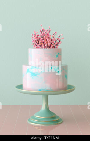 Mirror glaze cake rendering Stock Photo