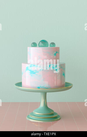 Mirror glaze cake rendering Stock Photo