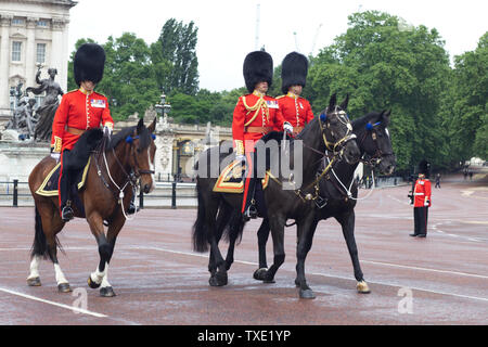 Colonels of the regiments of the Household Cavalry, on horseback riding down the Mall for the start of trooping the colour 2019 Stock Photo