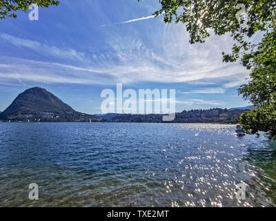 Lugano view from the lake Stock Photo
