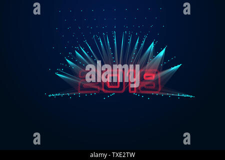 Point lines make up 2019 tech sense 3d numbers Stock Photo