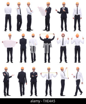 collage of photos of a young architect designer Stock Photo