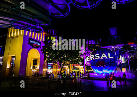 Singapore - Jun 10, 2019: Universal Studios Singapore is a theme park located within Resorts World Sentosa on Sentosa Island, Singapore. Stock Photo