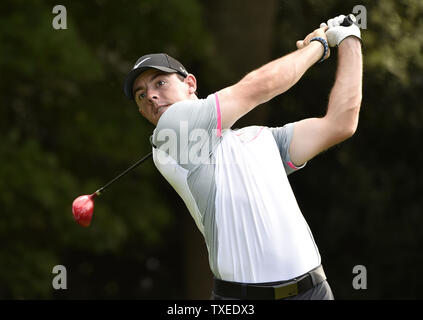 Rory McIlroy of Northern Ireland drives No. 3 during the second round of the PGA Tour Championship on September 12, 2014, at East Lake Golf Club in Atlanta. UPI/David Tulis Stock Photo