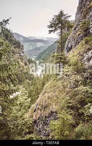 Retro toned picture of a Mala Fatra mountain scenery, Slovakia. Stock Photo