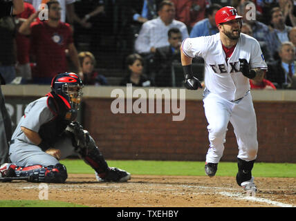 September 21, 2011; Oakland, CA, USA; Texas Rangers catcher Mike Napoli  (25) at bat against the Oakland Athletics during the second inning at O.co  Coliseum. Texas defeated Oakland 3-2 Stock Photo - Alamy